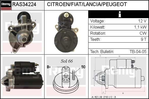 DELCO REMY Стартер RAS34050